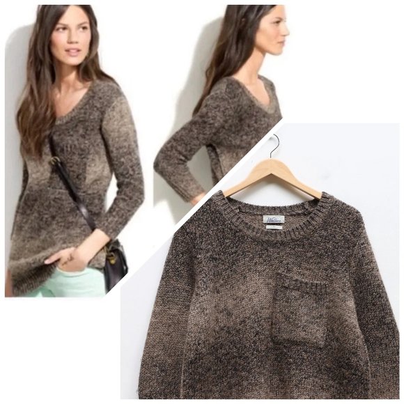 Madewell Sweaters - WALLACE (Madewell) XS Brown Chunky Rowboat Merino Alpaca Wool Sweater Pocket